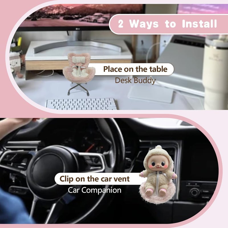 SwiftServ Doll Car Seat for 17cm Dolls with Air Vent Clip and Desktop Stand, Cute and Functional Car Ornament for Blind Box Doll Fans, Collectors, (Red Ombre) - Image 5